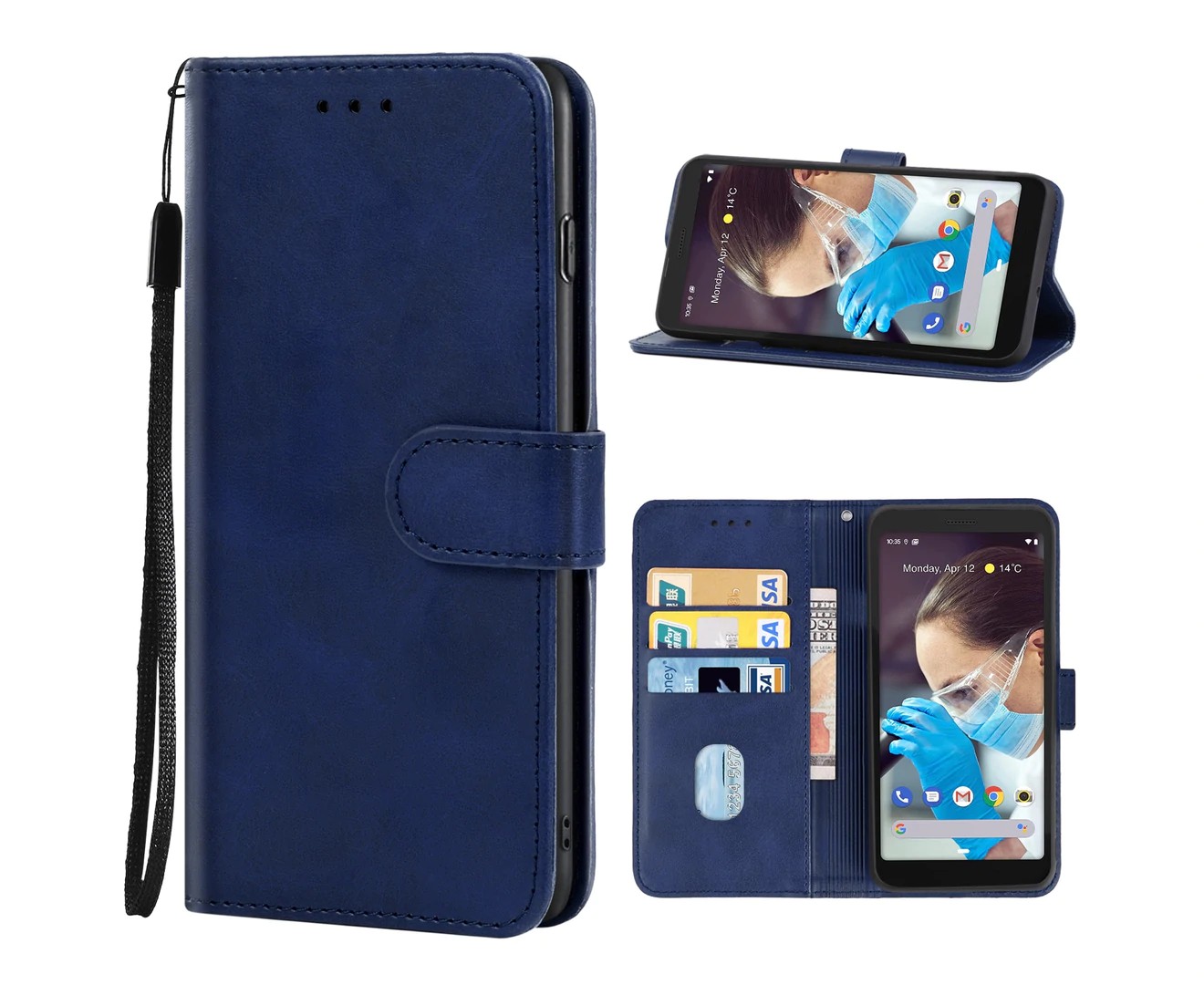 Leather Phone Case for CAT S42 H+(Blue)