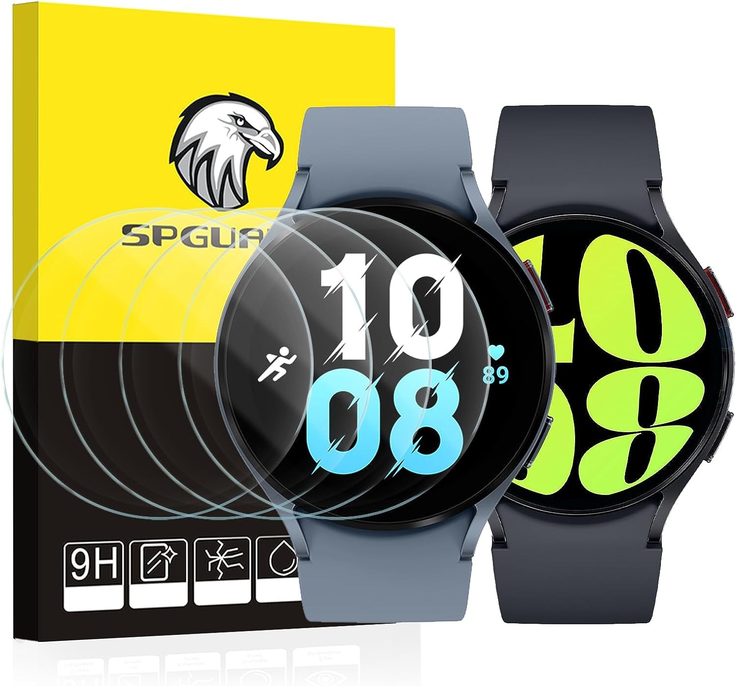 SPGUARD [4 Pack Galaxy Watch 6 44Mm Screen Protector & Galaxy Watch 5 44Mm/ Watch 4 44Mm Screen Protector,Tempered Glass Protectors Accessories for Samsung Watch 6/5/4 44Mm (NOT for Others Models