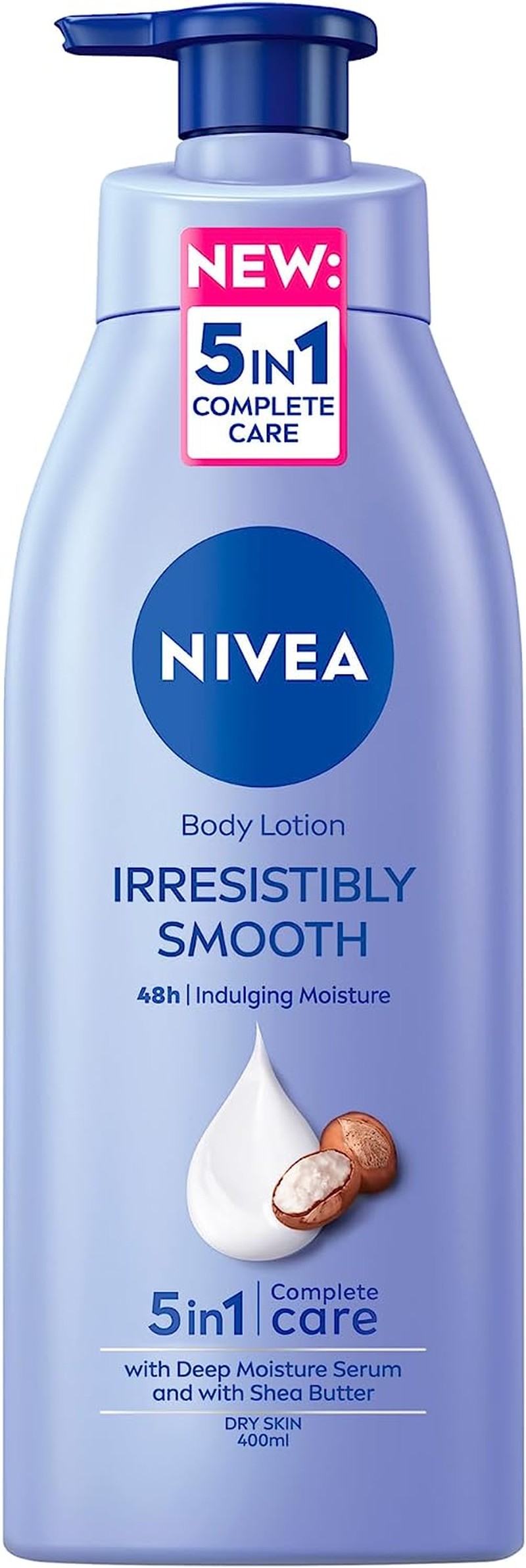 NIVEA Irresistibly Smooth Body Lotion (400Ml), 48Hr Soothing Body Moisturiser, Intensive Moisturising Cream with Shea Butter, Creamy Hydrating Formula for Normal to Dry Skin