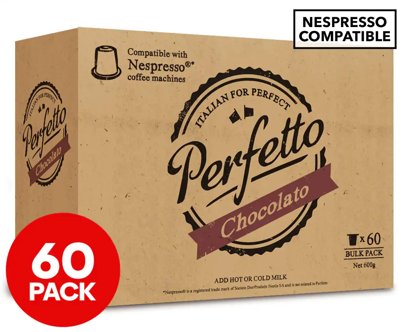 Perfetto Nespresso Compatible Hot Chocolate Capsules 60Pk