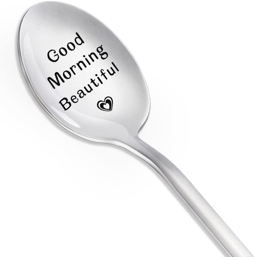 Gifts for Wife Girlfriend from Husband Boyfriend – Good Morning Beautiful Coffee Spoons for Women Anniversary Christmas Gifts for Sister Besties