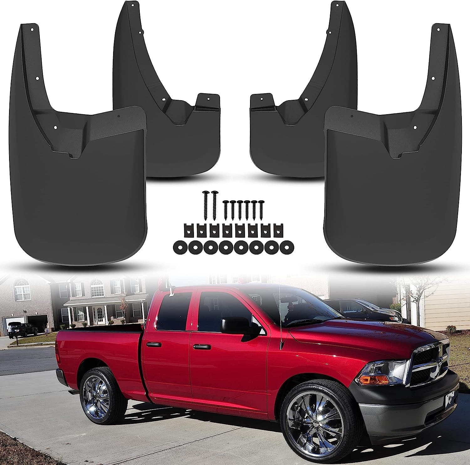 KEWISAUTO Mud Flaps Splash Guards for Ram 1500 2500 3500 2010-2018, Front & Rear Mud Guards Fender Flares for Dodge Ram 1500 2009-2018/1500 Classic 2019/2500 3500 2010-2018 Accessories (4PCS