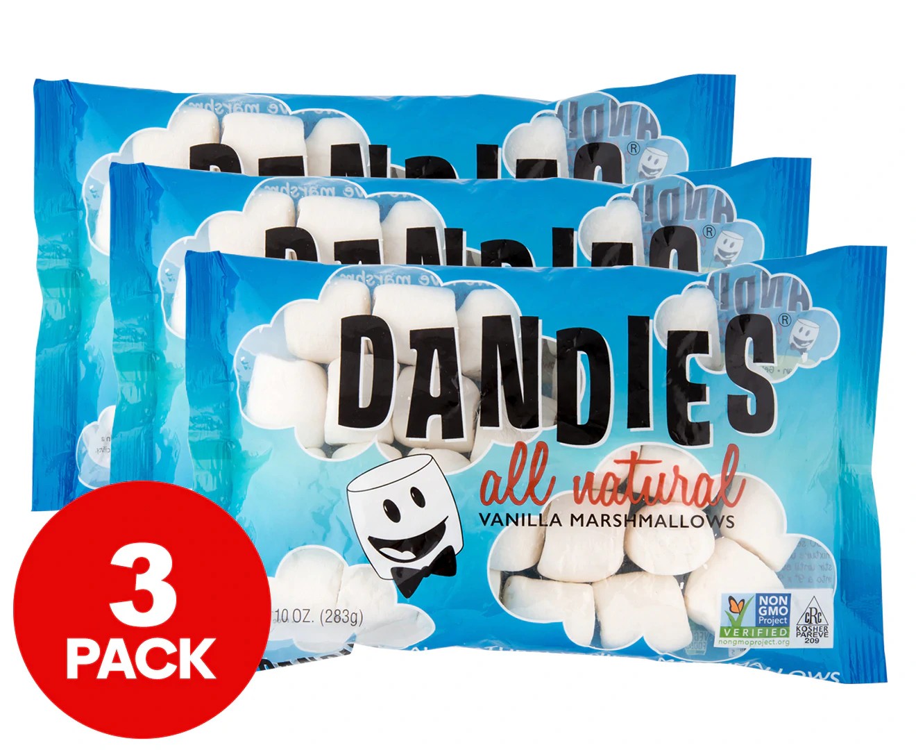 3 X Dandies Marshmallows Vanilla 283G