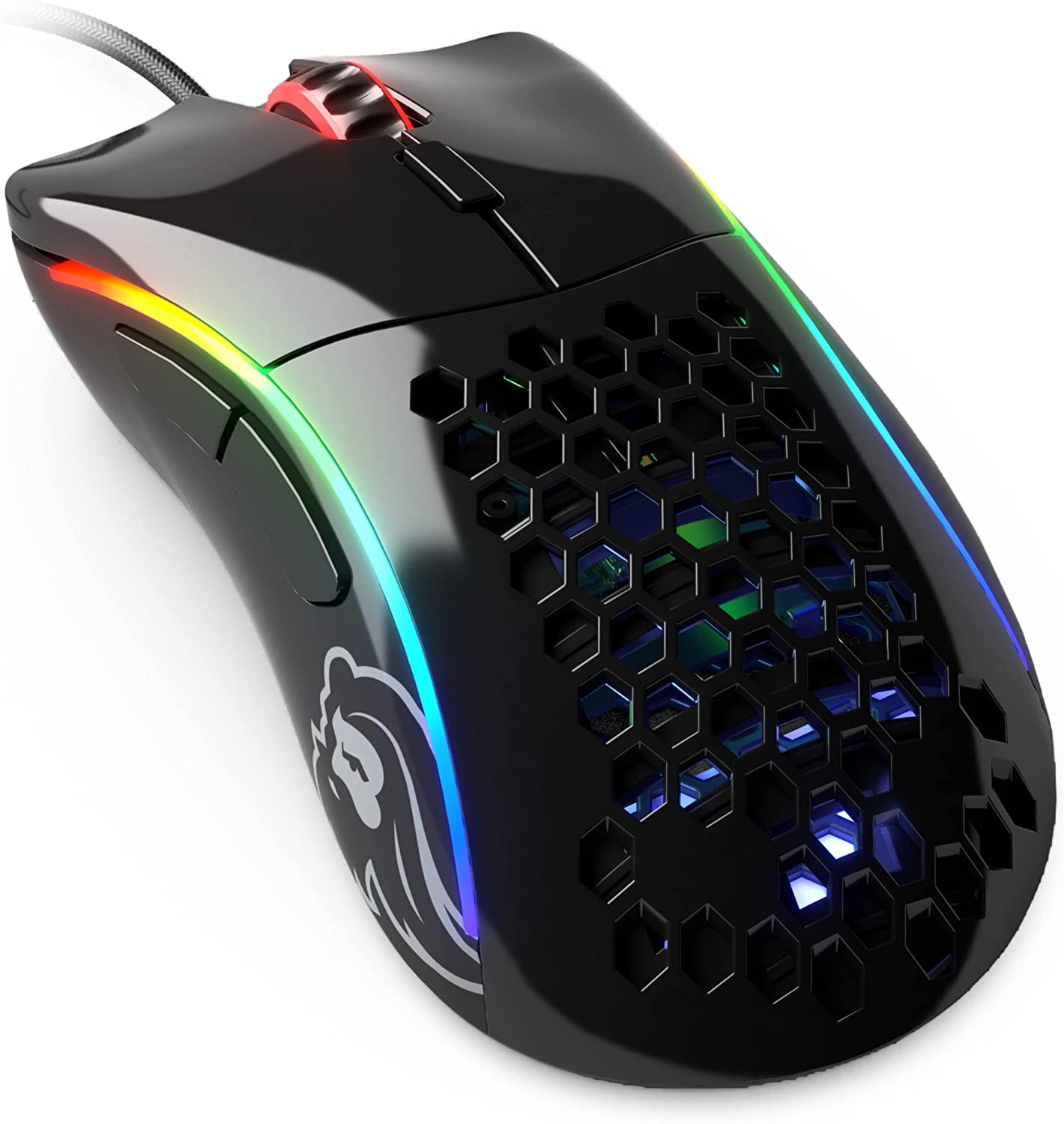 Glorious Gaming Mouse – Glorious Model D minus Honeycomb Mouse – Superlight RGB PC Mouse – 62 G – Glossy Black Wired Mouse