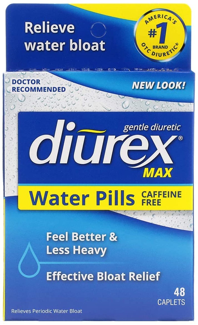 Diurex Max Water Pills – Maximum Strength Caffeine Free Diuretic – Relieve Water Bloat – 48 Count