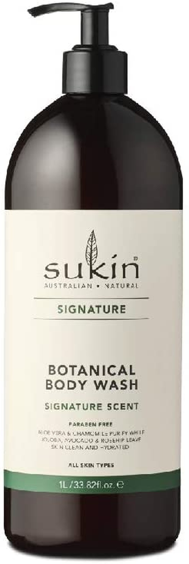 Sukin Signature Botanical Body Wash with Pump, 1 L