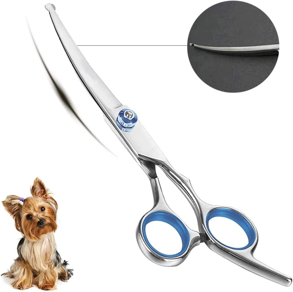 Curved Dog Grooming Scissors with Safety round Tips Light Weight Professional Pet Grooming Shears Stainless Steel for Dogs Cats Pets eMEGA Australia