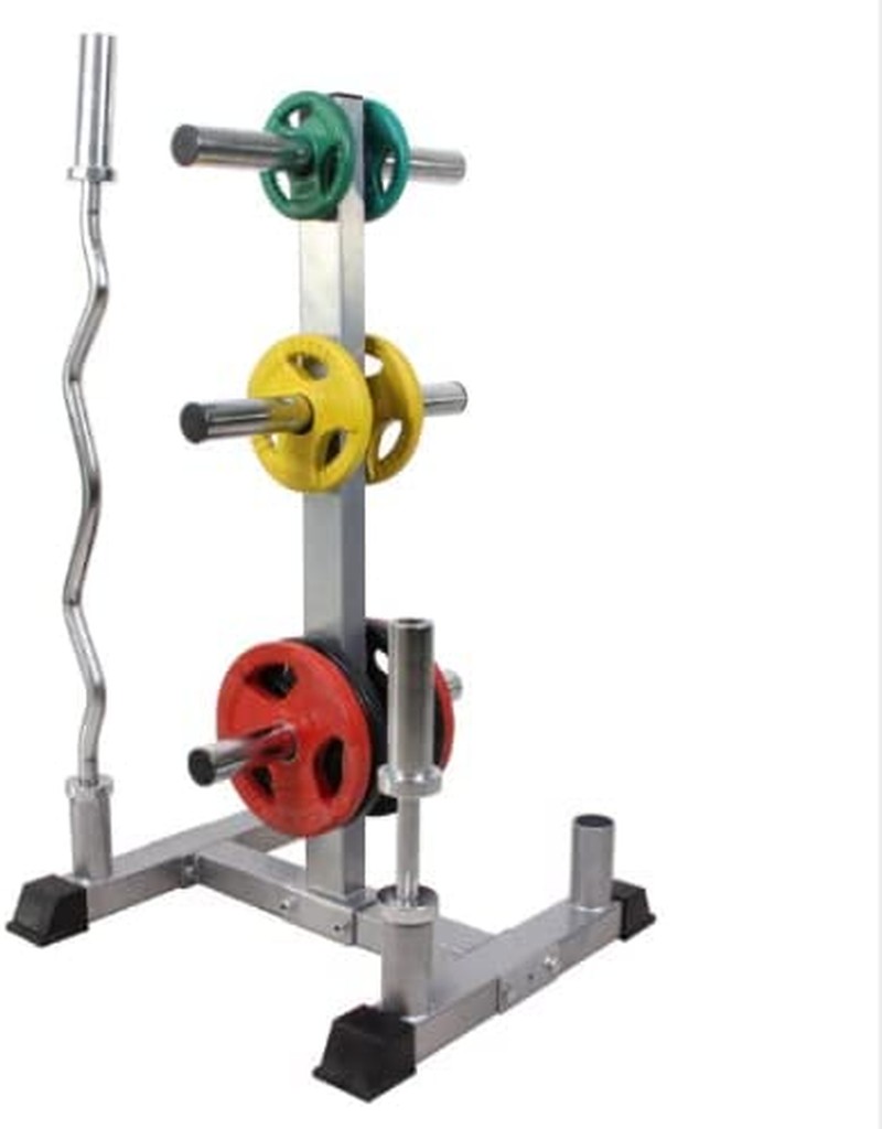 Heavy Duty Olympic Size Barbell Weight Plate Holder Stand Tree Storage Rack 50Mm Pegs 6 Collars