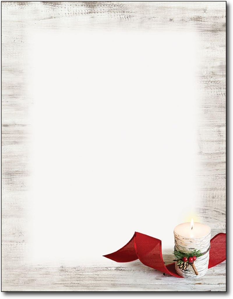 Birch Candle Christmas Holiday Letterhead Paper – 80 Sheets