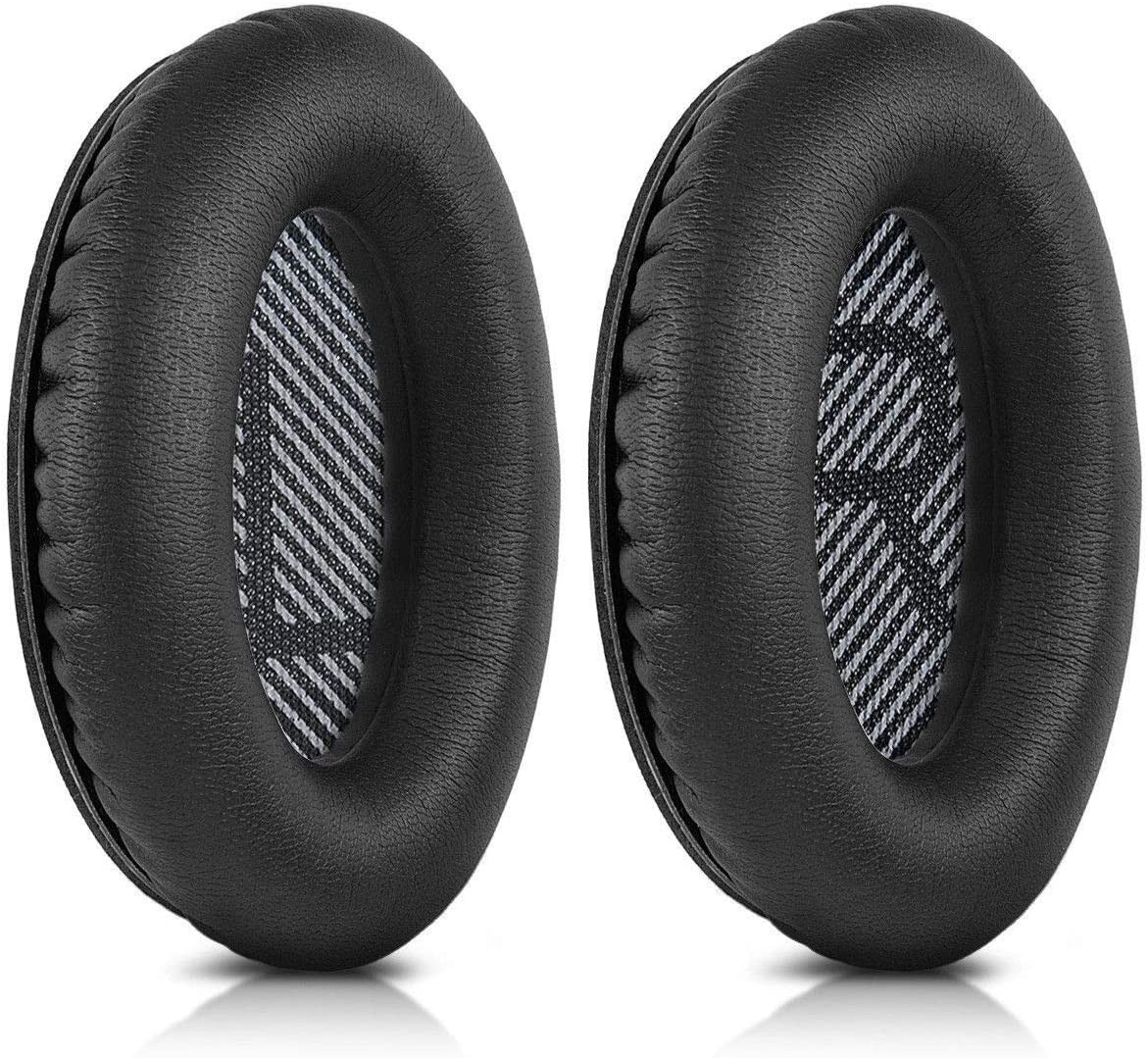 T Tersely Replacement Earpads Cushions for Bose Quietcomfort 35 II/45 (QC35/QC45/QC35 II) Headphones,With QC35 Shaped Scrims with ‘L and R’ Lettering QC25 QC15 QC2 Soundtrue Soundlink Ear Pads (Black)