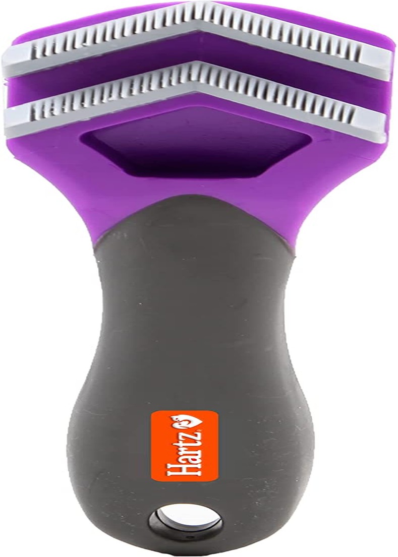 Hartz Groomer’S Best Fur Fetcher De-Shedder Cat Brush,Grey and Pink/Purple