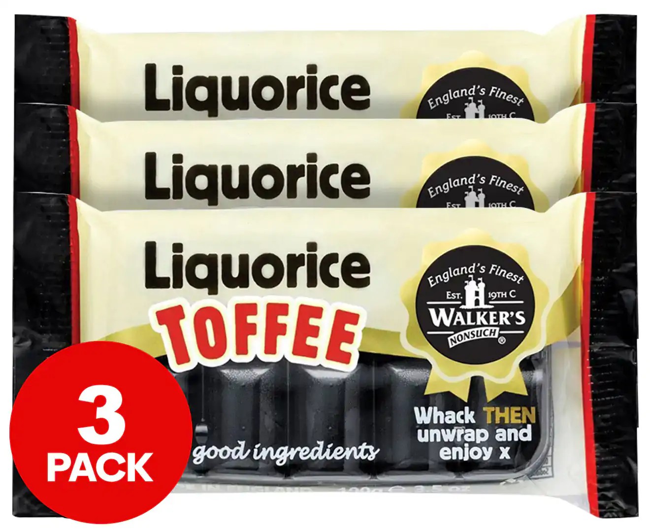 3 X Walker’S Toffee Tray Liquorice 100G