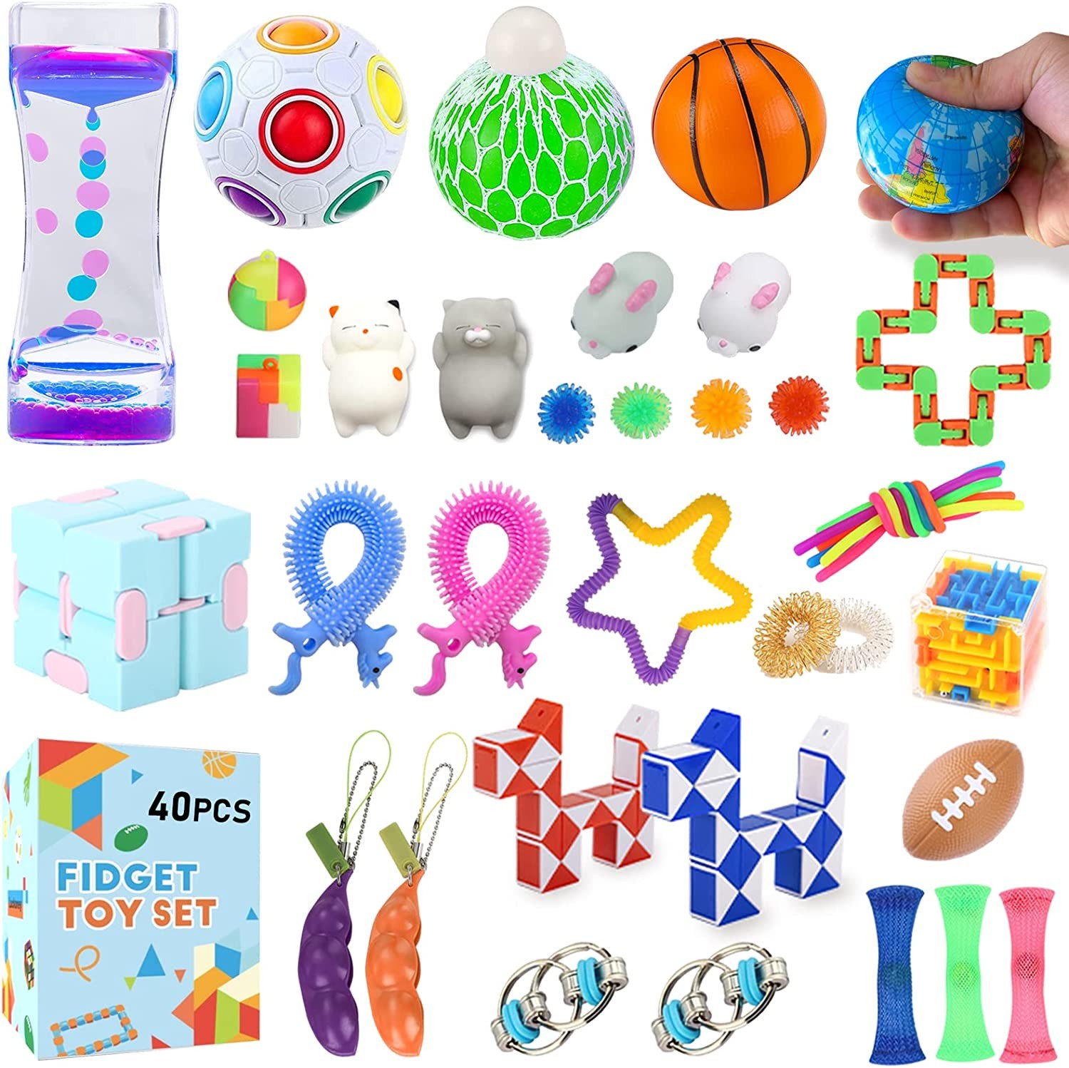 Sensory Toys Set 40 Pack, Stress Relief Fidget Hand Toys for Adults and Kids,Special Toys Assortment for Birthday Party Favors, Classroom Rewards Prizes, Carnival