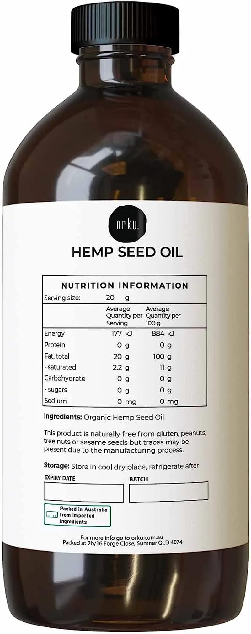 1L Organic Hemp Seed Oil – Cold Pressed Food Grade Healthy Oils Foods