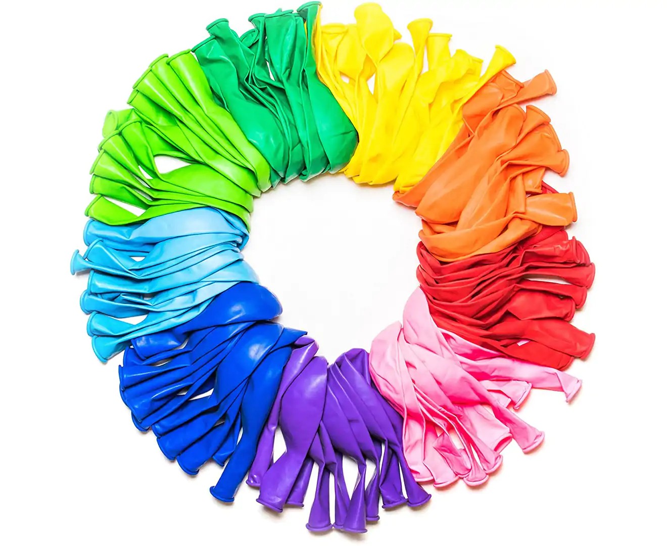 Balloons Rainbow Set (100 Pack) 12 Inches, Assorted Bright Colors, Made with Strong Multicolored Latex, for Helium or Air Use