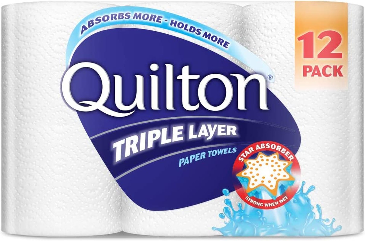 Quilton 3 Ply White Paper Towel (60 Sheets per Roll), 12 Count, Pack of 12