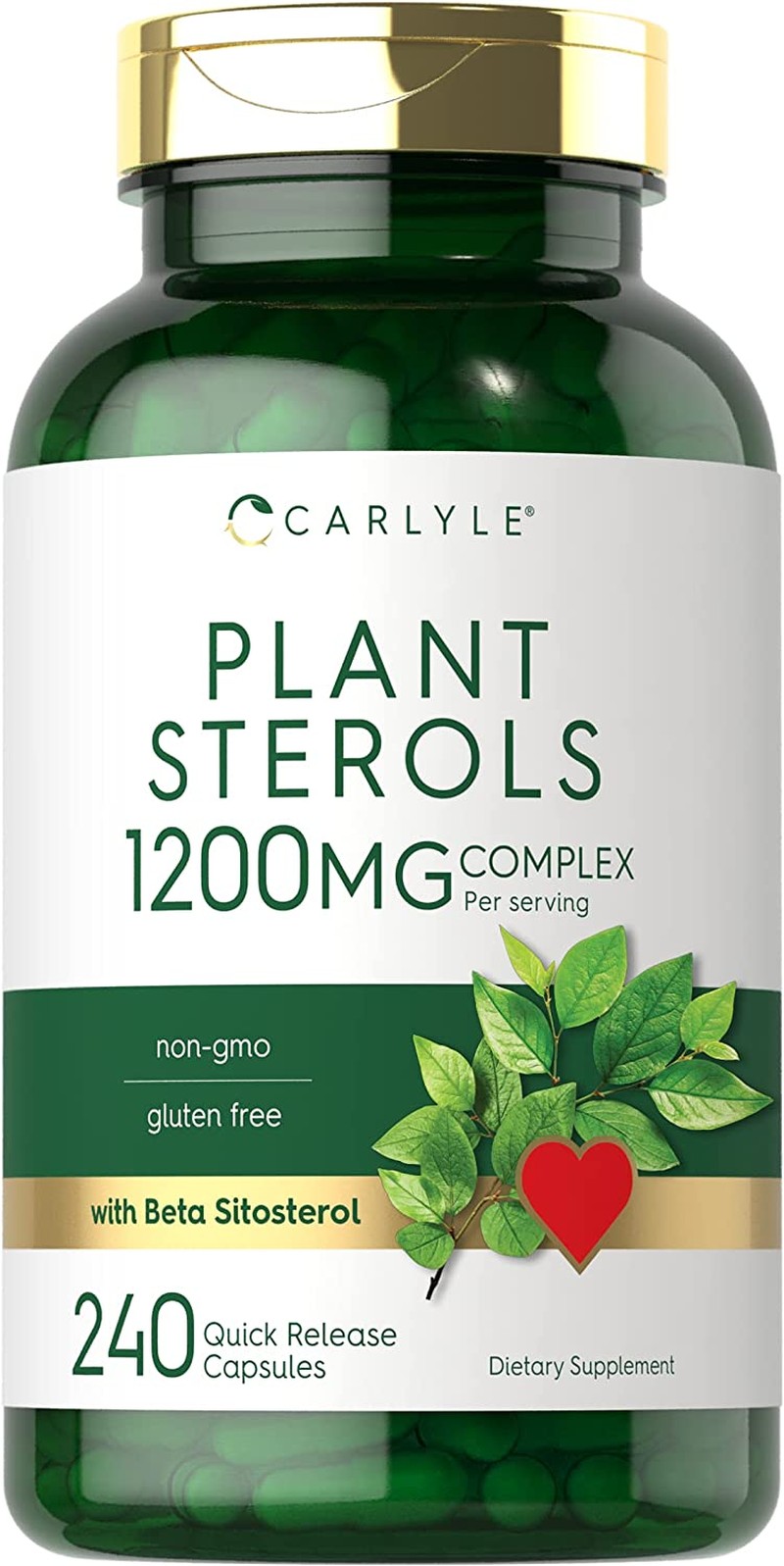 Plant Sterols 1200 Mg | 240 Ultra Potent Capsules | Non-Gmo and Gluten Free Supplement | with Beta Sitosterol | by Carlyle