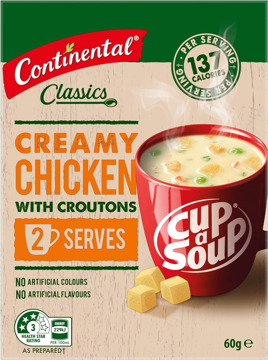 CONTINENTAL Cup-A-Soup | Creamy Chicken with Croutons, 2 Serves, 60G