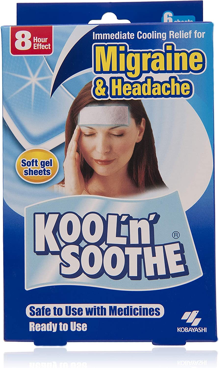 Kool ‘N’ Soothe Migraine and Headache Cooling Sheets, 6 Count – Natural Cooling Relief – Cooling Gel Sheet