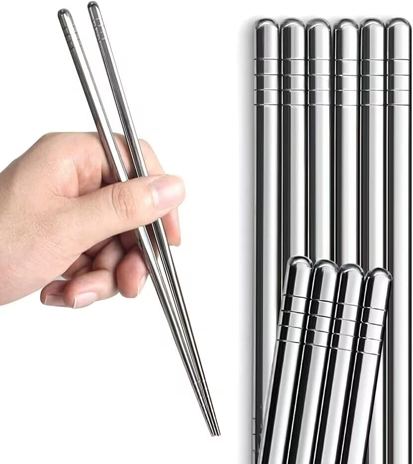 AOOSY 5 Pairs Stainless Steel Chopsticks,Premium Reusable Metal Chopsticks,Dishwasher Safe Lightweight Metal Chop Stick Utensils,Gift Set,Easy to Use -24CM