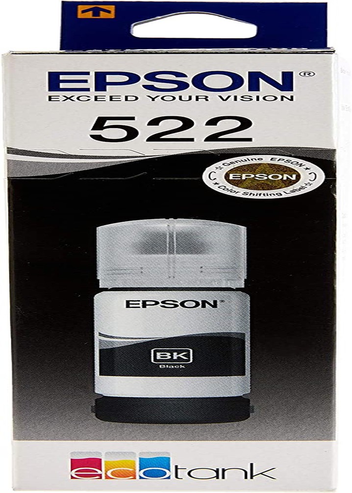 Epson T522 – Ecotank – Black Ink Bottle for Ecotank ET-1110, ET-1810 ET-2710, ET-2720, ET-2810, ET-2811, ET-2820, ET-4700, ET-4800, Single Pack, C13T00M192