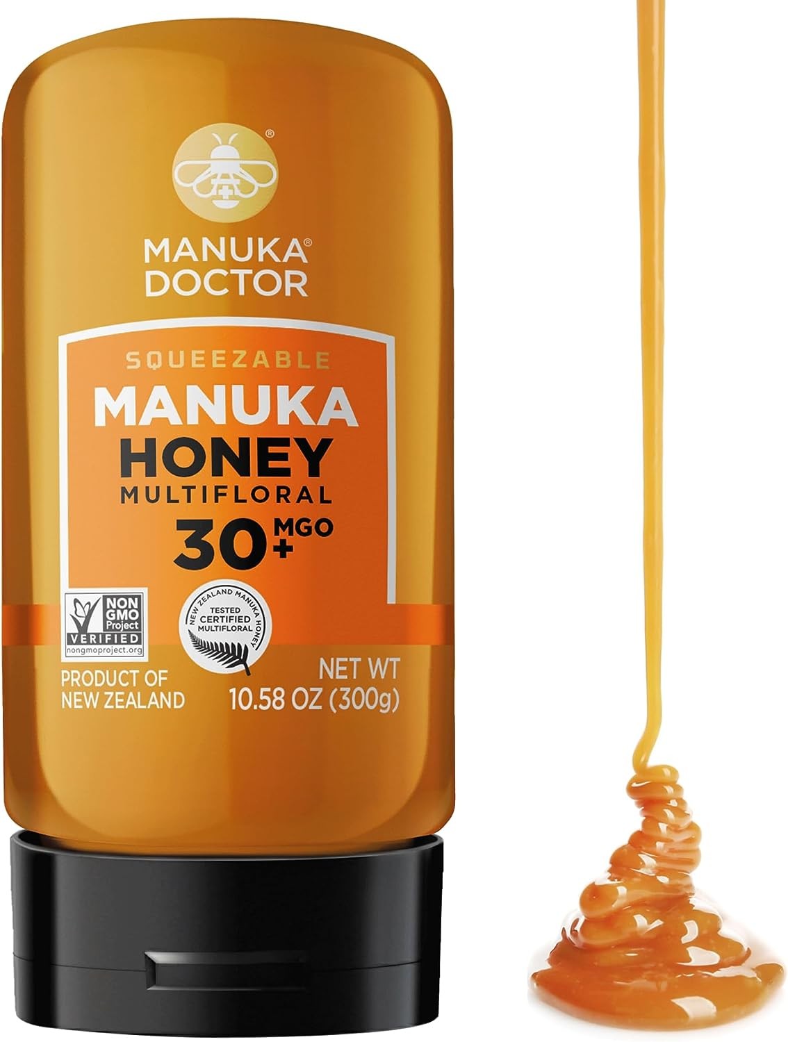 MANUKA DOCTOR – MGO 30+ SQUEEZY Manuka Honey Multifloral, 100% Pure New Zealand Honey. Certified. Guaranteed. RAW. Non-Gmo (300G)