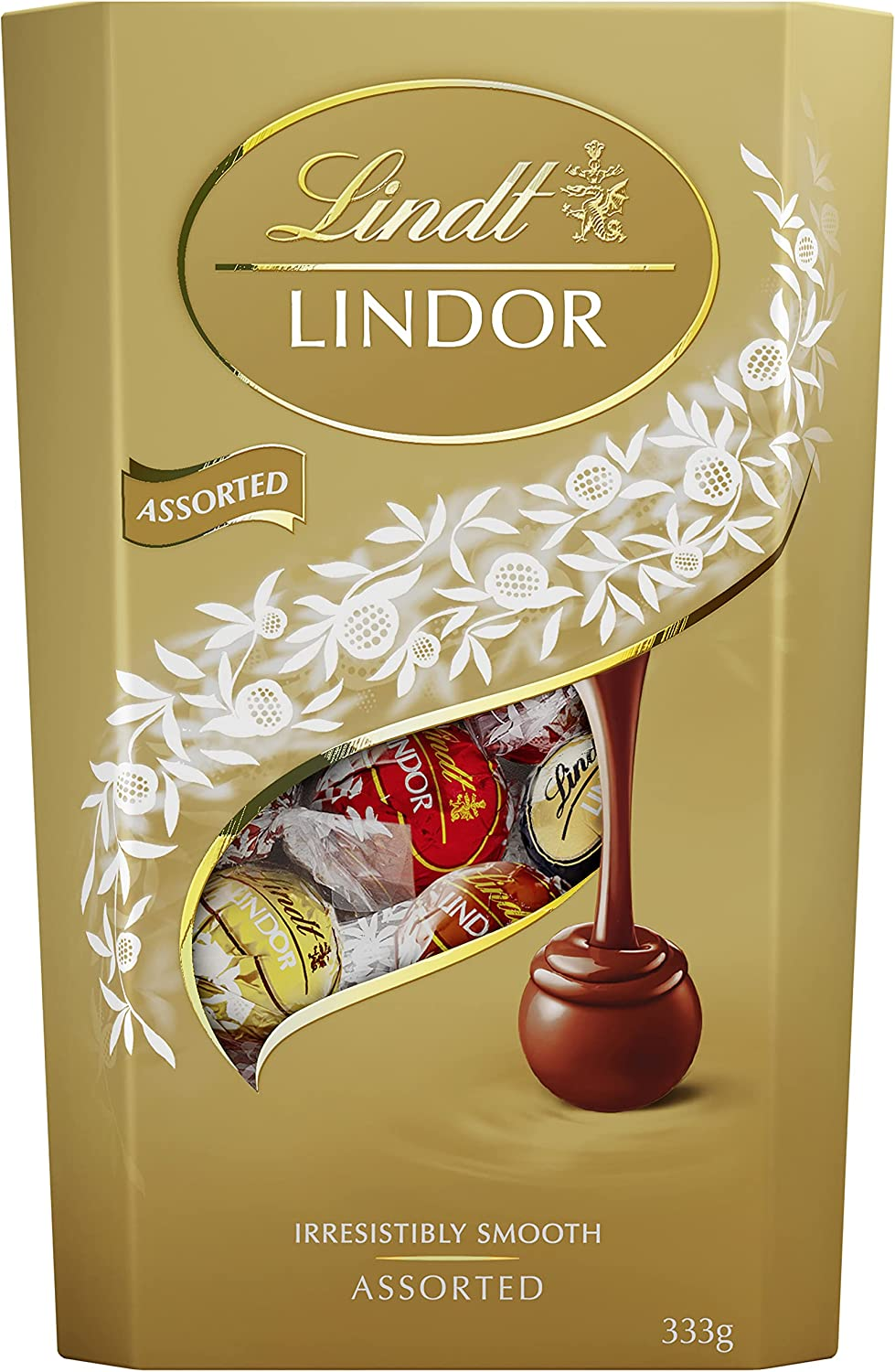 Lindt Lindor Assorted Chocolate Truffles Cornet- Approx. 27 Balls, 333G, Perfect for Sharing in a Moment of Bliss- an Assortment of Your Favourite Milk, Dark, White & Hazelnut Smooth Melting Lindor.