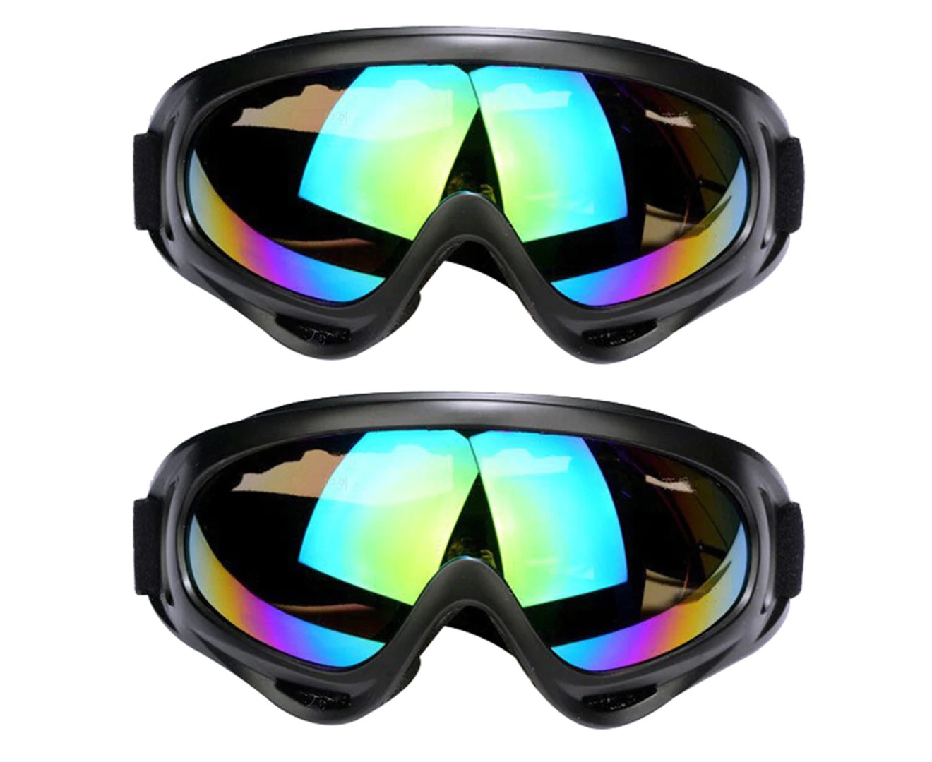 2Pcs Winter Outdoor Ski Snowboard Motorcycle Windproof Glasses Goggles Eyewear Multicolor