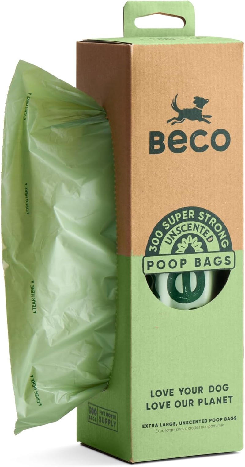 Beco Dog Travel & Hygiene Unscented Dog Poop Bags 300Pk Made from Recycled Plastic