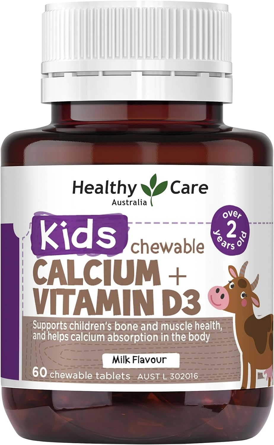 Healthy Care Kids Chewable Calcium + Vitamin D3 Tablets | Supports Bone and Muscle Health