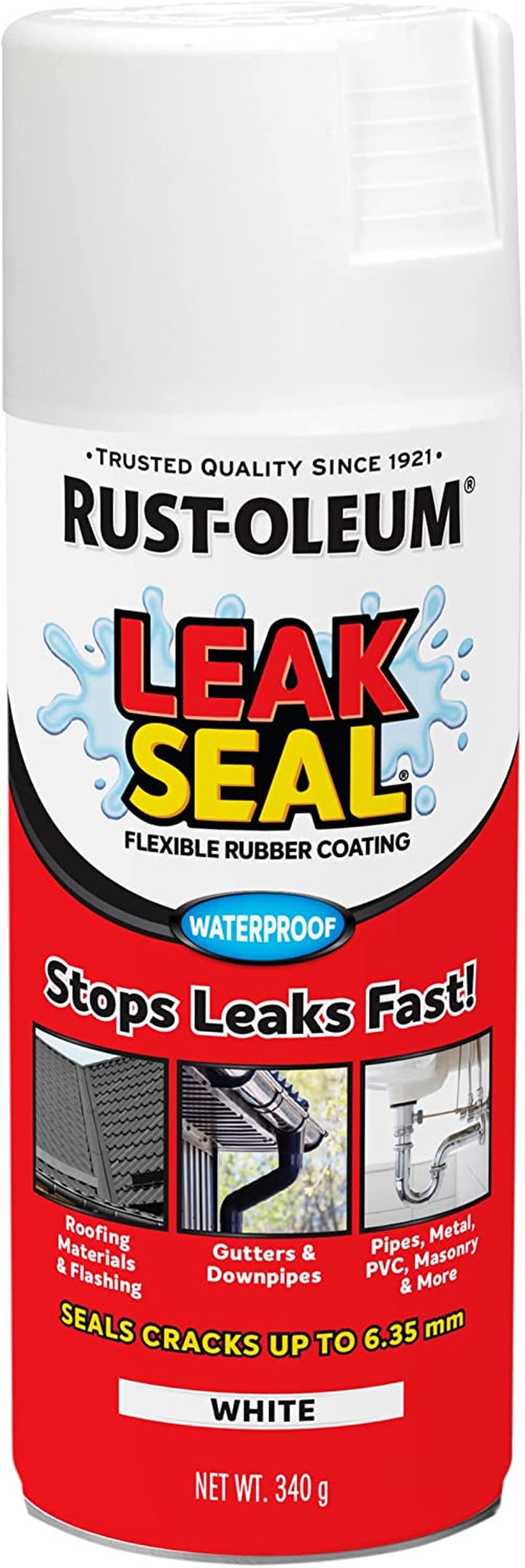 Rust-Oleum Leak Seal Rubber Coating Spray, White, 340 G