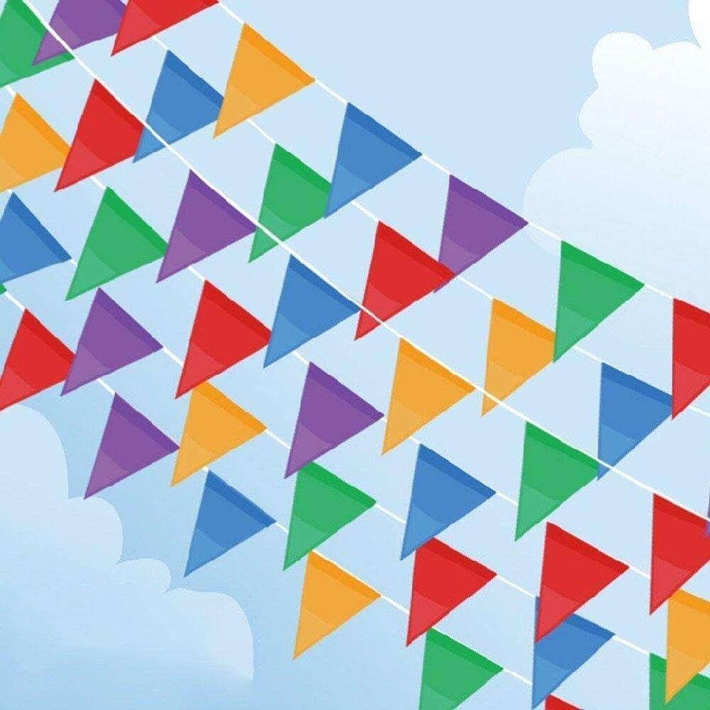 ZERODECO Party Decoration, 21 Pcs Multi-color Hanging Paper Fans, Pom Poms  Flowers, Garlands String Polka Dot and Triangle Bunting Flags for Birthday