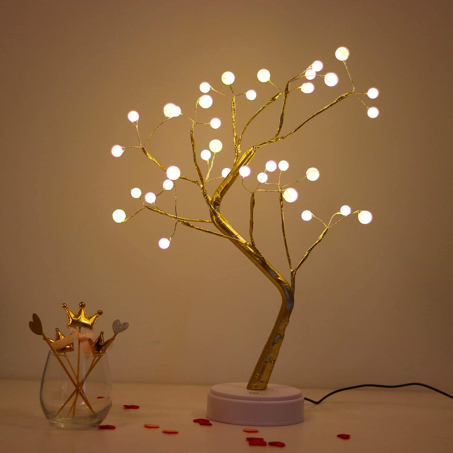 Bonsai Lighted Tree Table Top LED Shimmer Tree Light Battery & USB