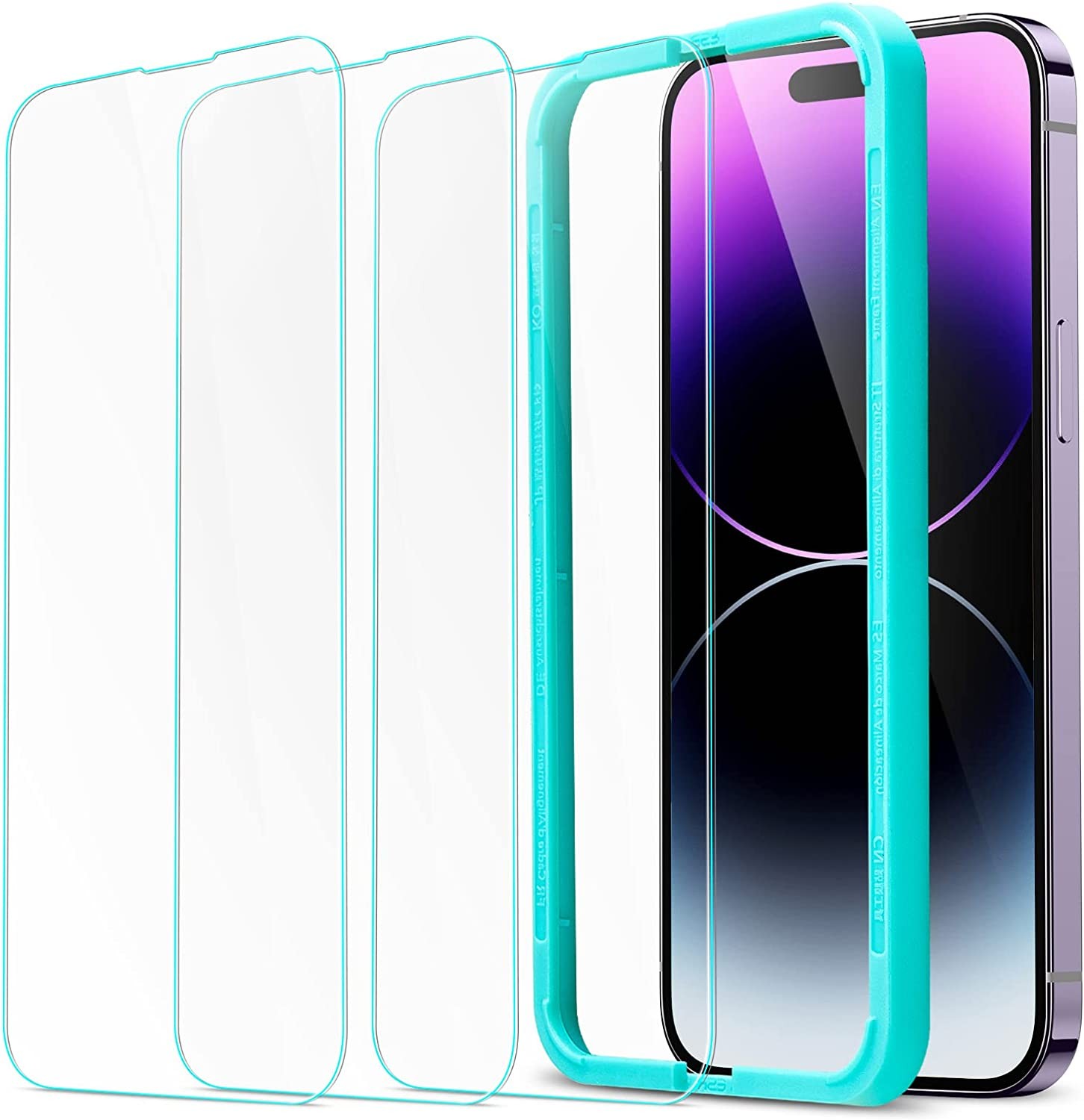 ESR for Iphone 14 Pro Screen Protector, [3 Pack] 6.1 Inch Military-Grade Tempered Glass with Easy Installation Frame, Ultra Tough, Scratch Resistant Glass Screen Protector for Iphone 14 Pro