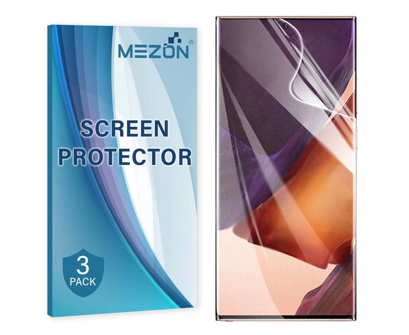 [3 Pack] MEZON Samsung Galaxy S22 Ultra 5G Premium Hydrogel Clear Edge-To-Edge Full Coverage Screen Protector Film (S22 Ultra 5G, Hydrogel)