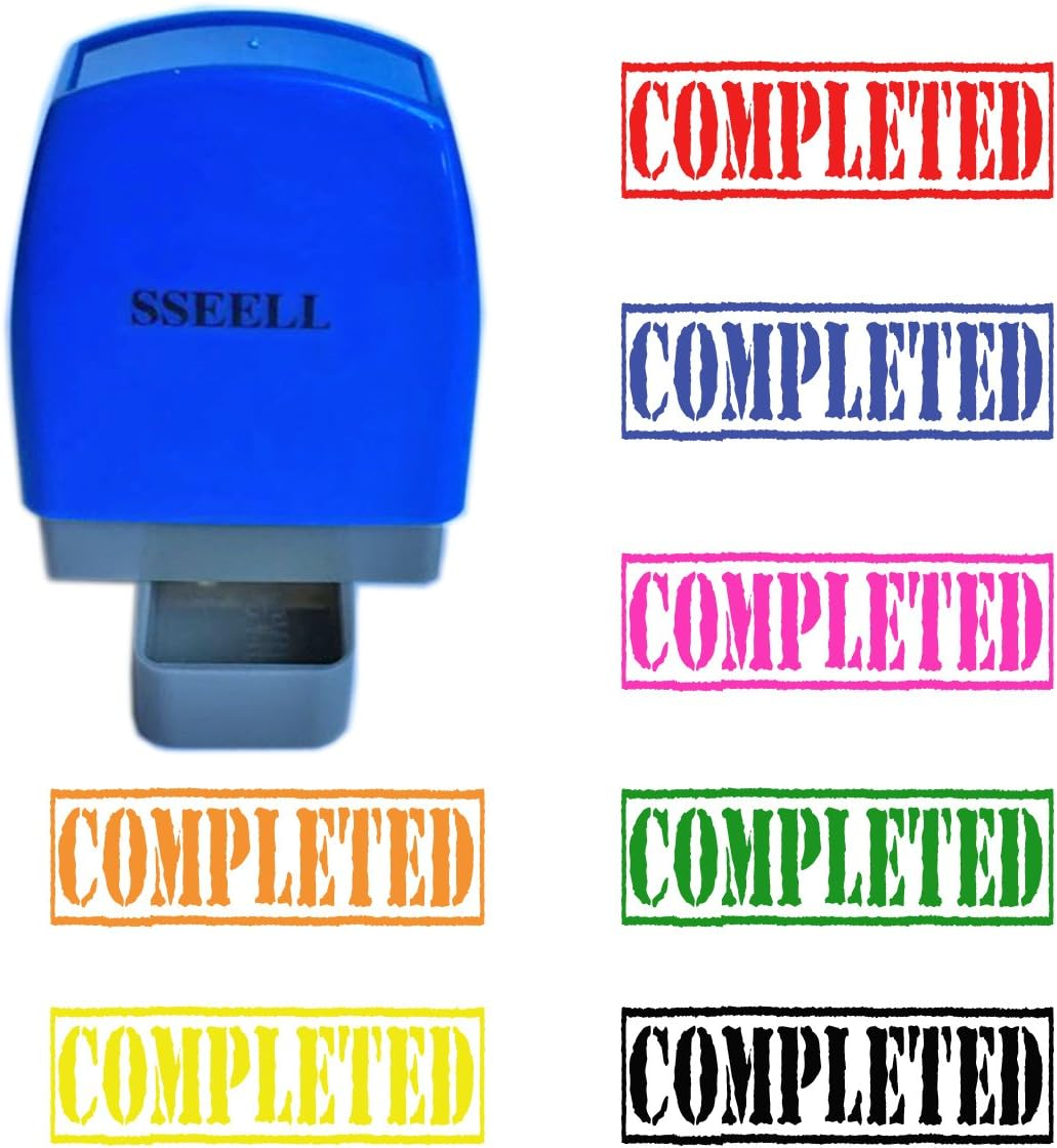 SSEELL COMPLETED Self Inking Rubber Stamp Self-Inking Re-Inkable Pre-Inked Office Stationary Flash Stamps – Green Ink Color