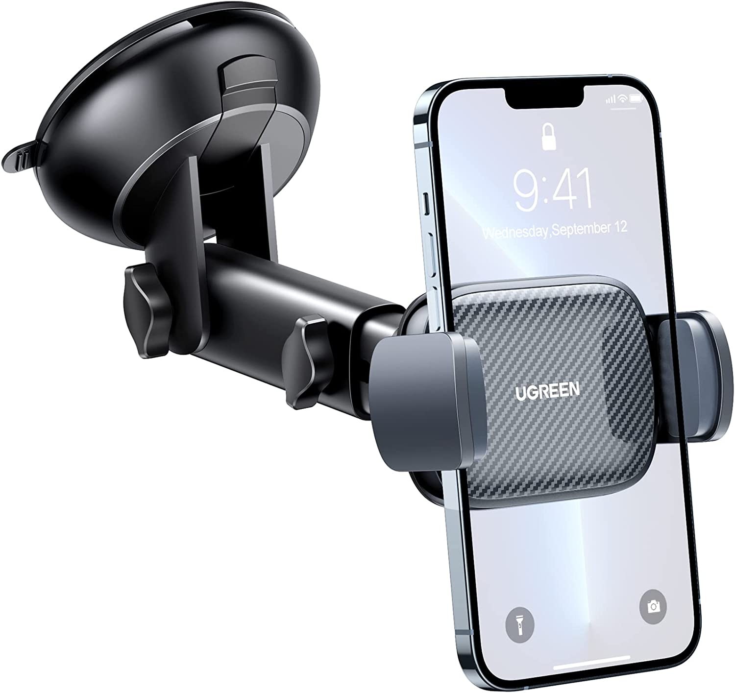 UGREEN Car Phone Mount Dashboard Car Holder Windshield Smartphone Cradle Strong Suction for Iphone 15 14 13 12 11 Pro Max Xs Max X XR 8 plus 7 6 6S, Galaxy S23 S22 S21 S20, LG, and More, Grey