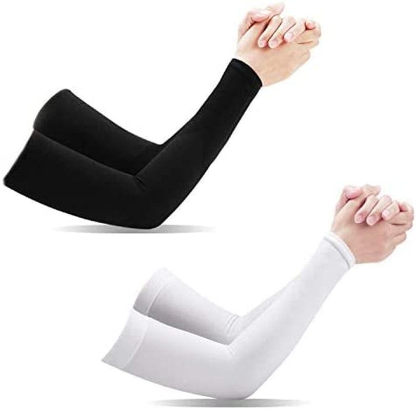 [ 2 Pairs ] UV Protection Cooling Arm Sleeves, T Tersely UPF 50 Arm Warmers for Men Women Youth Arm Support for Cycling Baseball Basketball Driving,Arm Compression Sleeves,One Size Fit Most