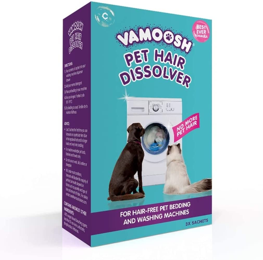 Vamoosh Pet Hair Remover for Washing Machines – 3 X 100G (3 Washes) – Pet Hair Dissolver for Dog and Cat Hair Removal – Perfect for Pet Bedding and Dog Grooming Cleanup