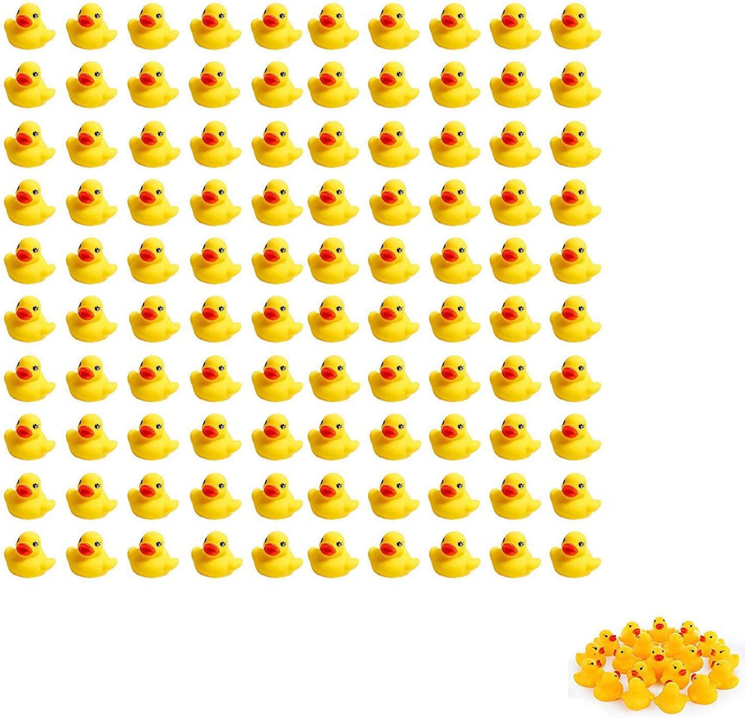 Sohapy 100Pcs Mini Yellow Rubber Ducks Baby Shower Rubber Ducks, Squeak Fun Baby Yellow Rubber Bath Toy Float Fun Decorations for Shower Birthday Party Favors Gift 100Pcs 1.37″ X 1.57″X 1.18″ Yellow