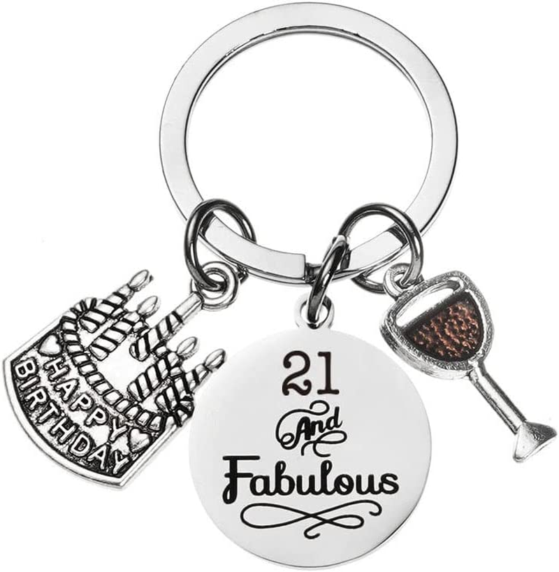 21St Birthday Gifts for Her Girls 21 Birthday Gifts for Women 21 and Fabulous Birthday Keychain for Sister Daughter 21 Year Old Birthday Gifts 21Th Birthday Gift