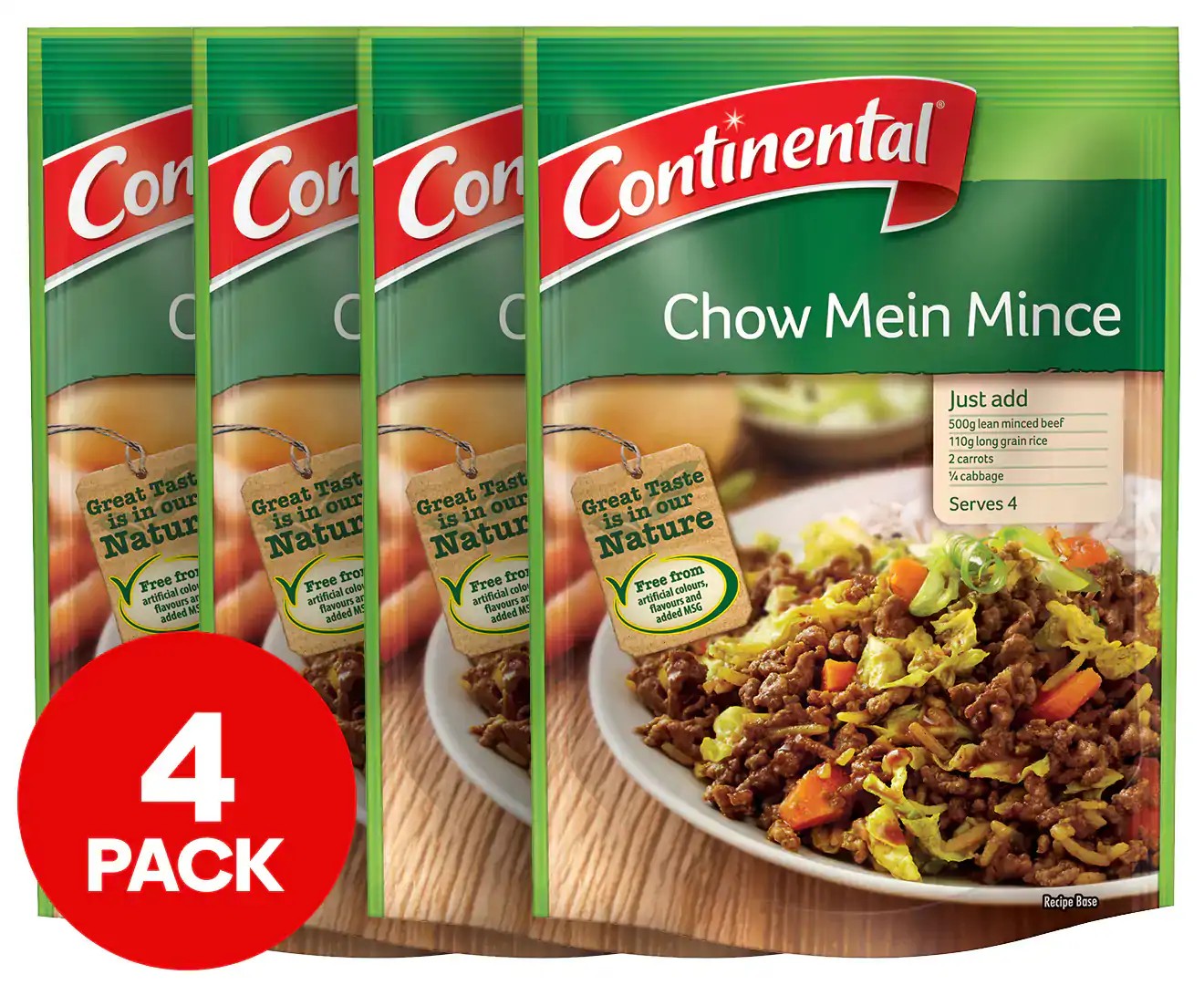 4 X Continental Recipe Base Chow Mein Mince 30G