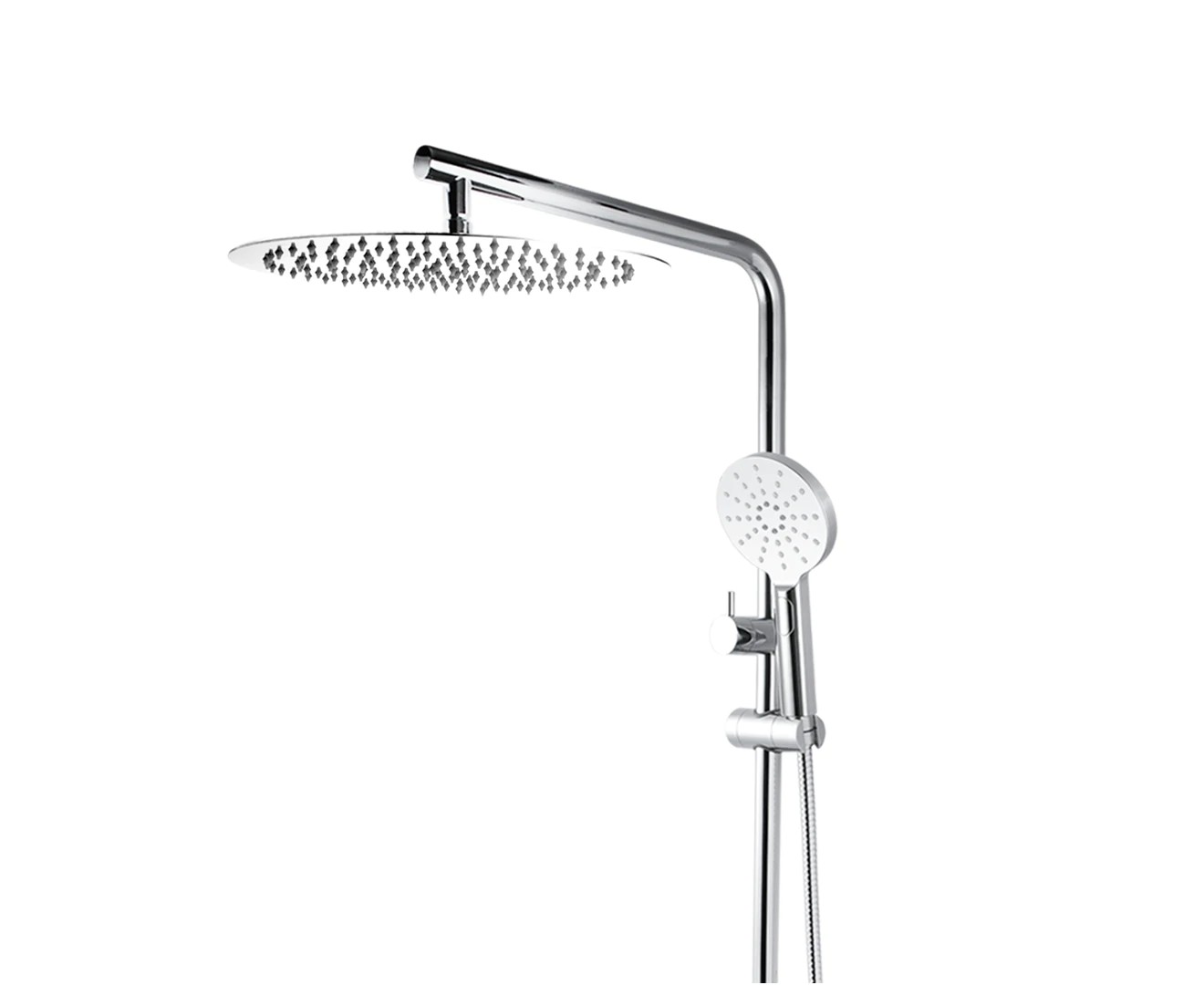 Chrome 12 Inch 304SS Shower Head Set 3 Functions Handheld Shower Twin Shower Station Bathroom Showerheads