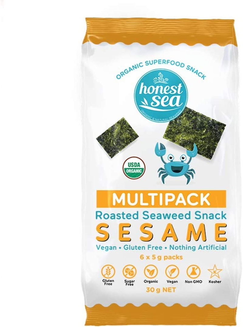 Honest Sea Roasted Seaweed Sesame Snack Multipack, Pack of 6 (30G)