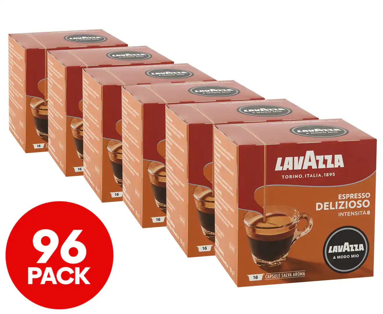 6 X 16Pk Lavazza a Modo Mio Coffee Capsules Delizioso