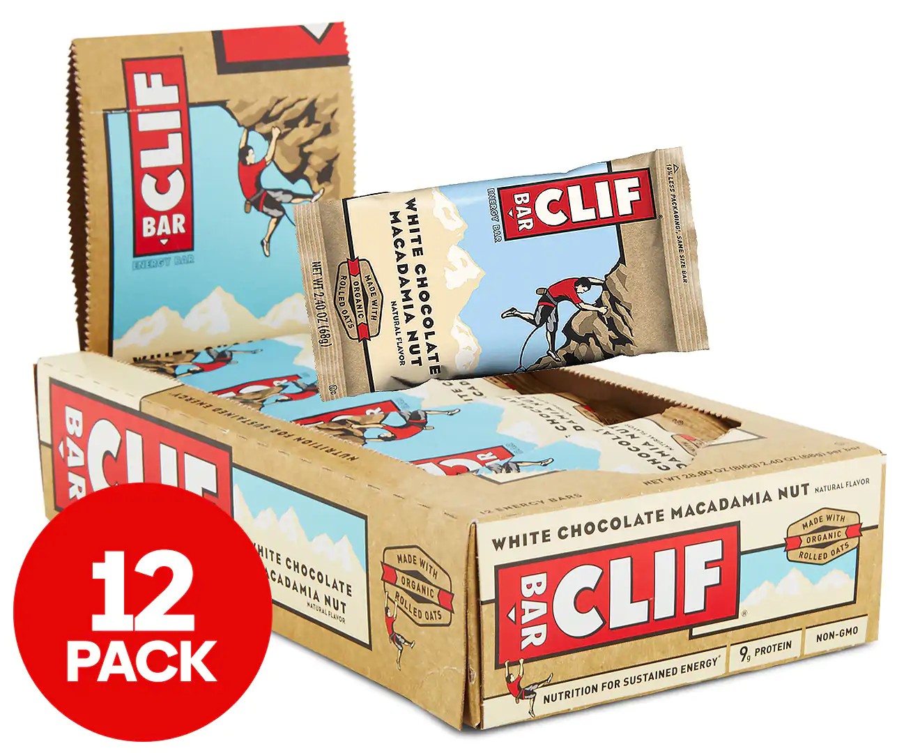 12 X Clif Energy Bar White Chocolate Macadamia Nut Energy Energy Bar 68G