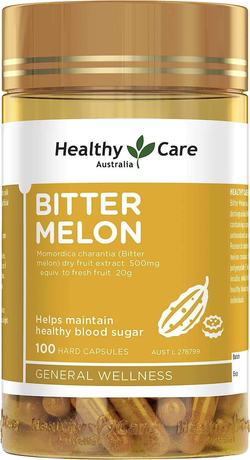 Healthy Care Bitter Melon – 100 Capsules Yellow | Maintains Healthy Blood Sugar