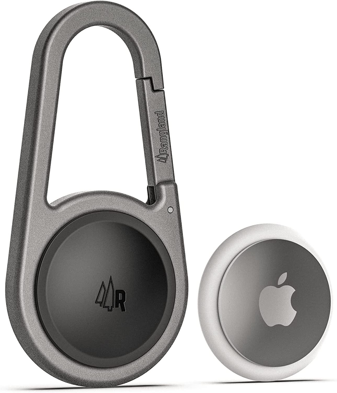 RANGLAND Carabiner Airtag Holder with Keychain – Ultra Durable Shockproof/Waterproof Case with Spring-Loaded Clip (Designed for Apple Airtag) (Aluminum)