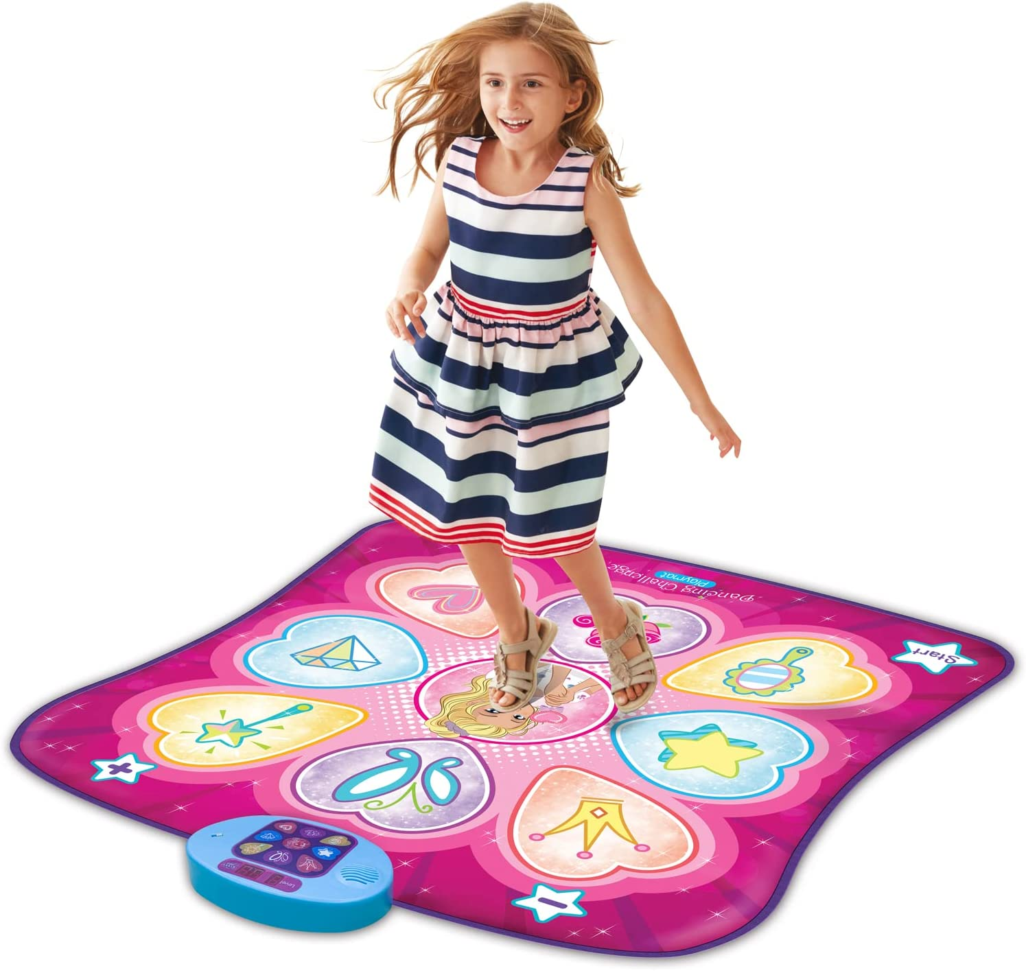 ZIPPY MAT Dance Mat, Electronic Educational Toys for Kids Age 3-12, Musical Dancing Challenge Pad Game with LED Lights, Built in Music, Birthday Party Toys for Girls Boys Families