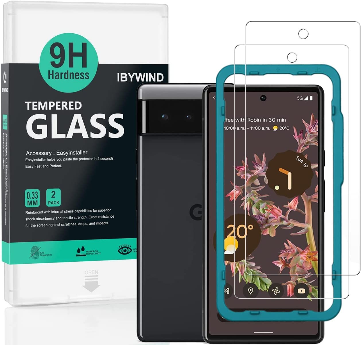 Ibywind Screen Protector for Google Pixel 6, [Pack of 2] with Easy Install Kit